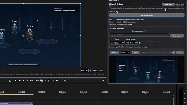 Drawing a manual tracking shape around a subject in Mask Follow